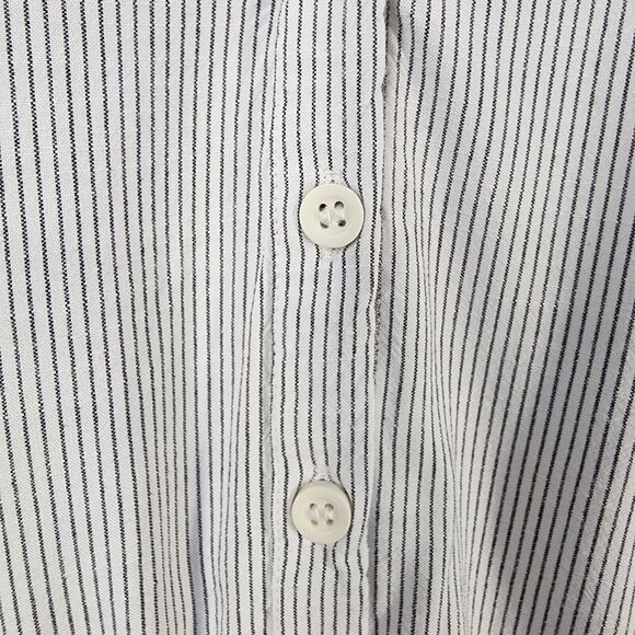Lane Bryant Women Blouse Size 22/24 White Striped Illusion Collection Button Tie - Picture 6 of 10